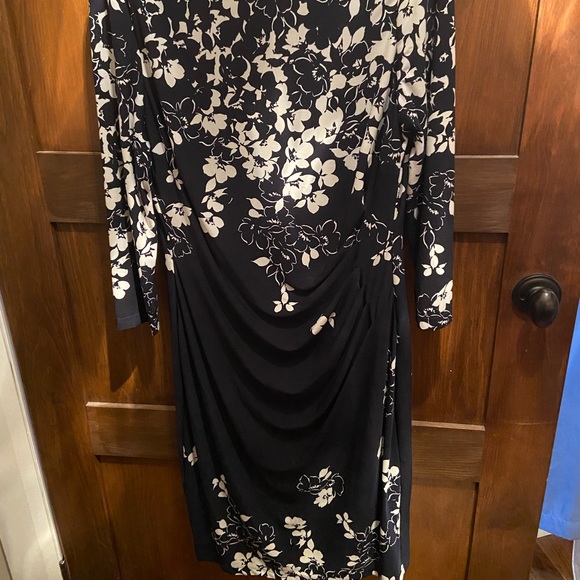 Navy Dress with floral print - Picture 1 of 3